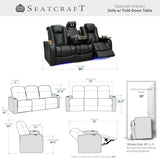 Anthem Home Theater Seating - Italian Leather - Power Recline Sofa - Fold-Down Table - Powered Headrests - Arm Storage
