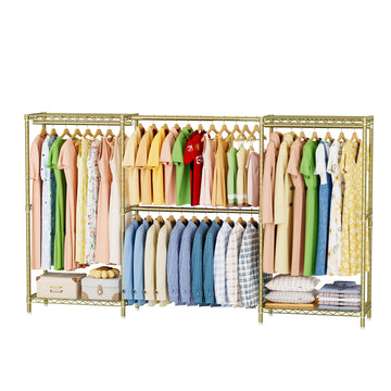 Heavy Duty Portable Closet Metal Clothes Racks Wardrobe with Shelf