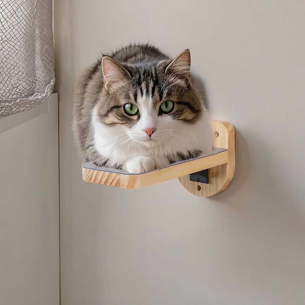Set of 3 Natural Wood Cat Wall Steps Floating Ladder Stairs