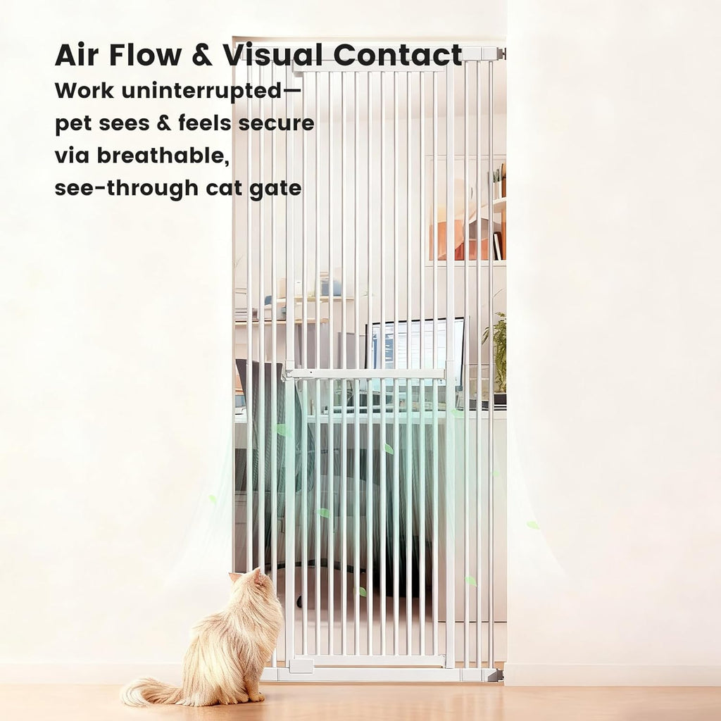 Extra Tall Cat Gate 51"-87" Height Adjustable Pressure Mounted 4 Extensions