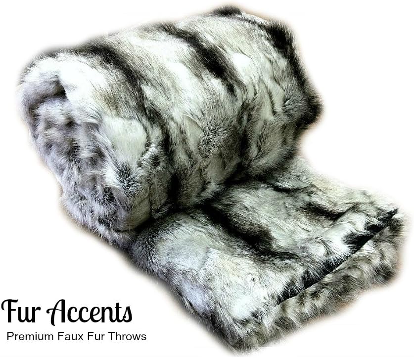 Plush Gray Rabbit - Premium Quality Faux Fur - Designer Throw Blanket - Soft Minky Cuddle Fur Lining (4'x5')