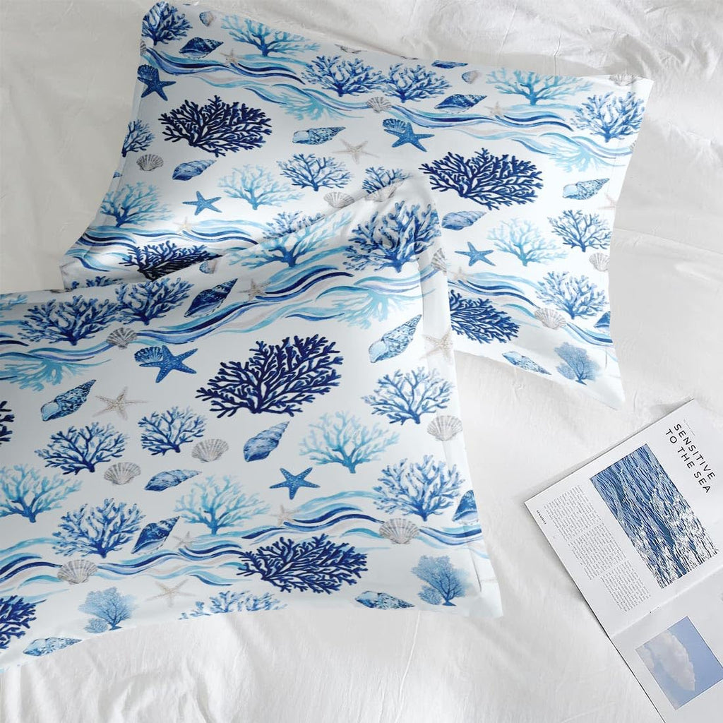 Comforter Set, 3 Pieces Coastal Ocean Bedding, All Season