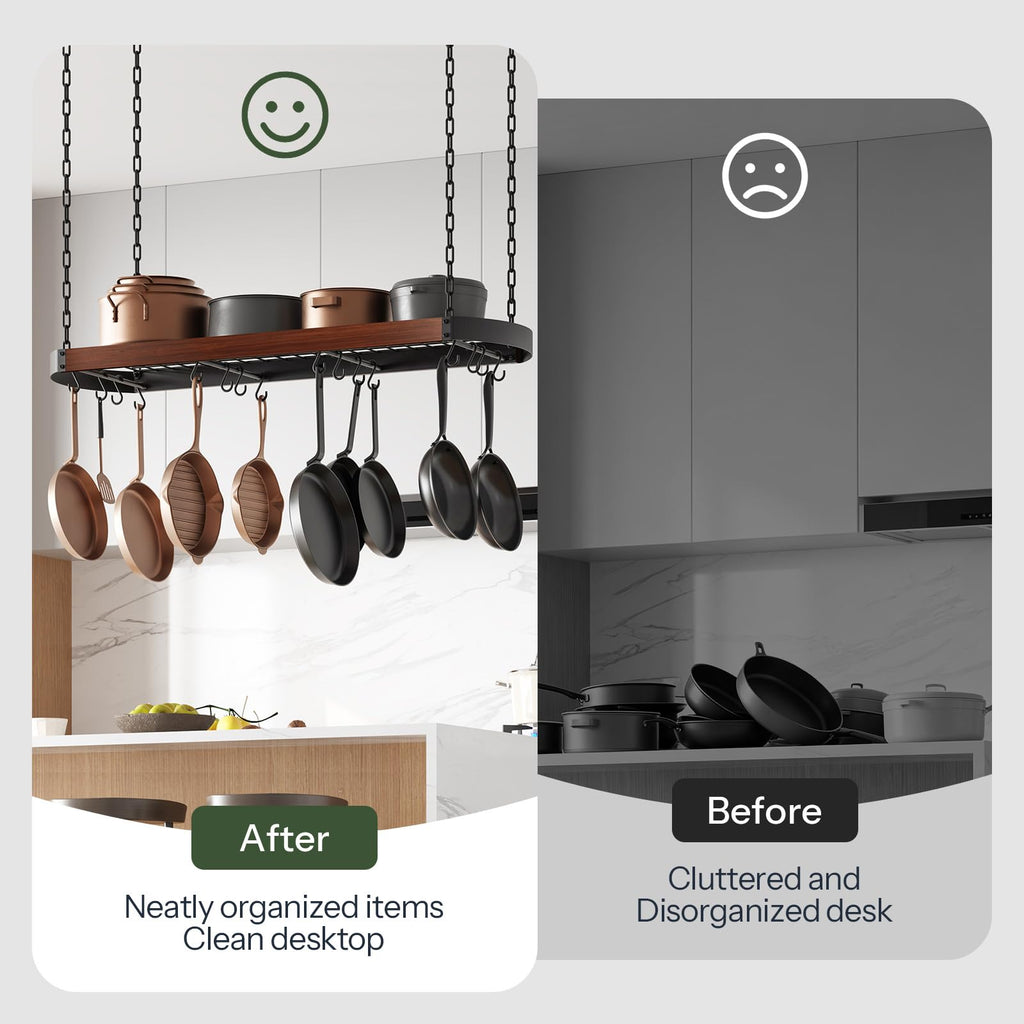 47'' Hanging Pot Rack, Ceiling Pan Hanger, Pot Holder