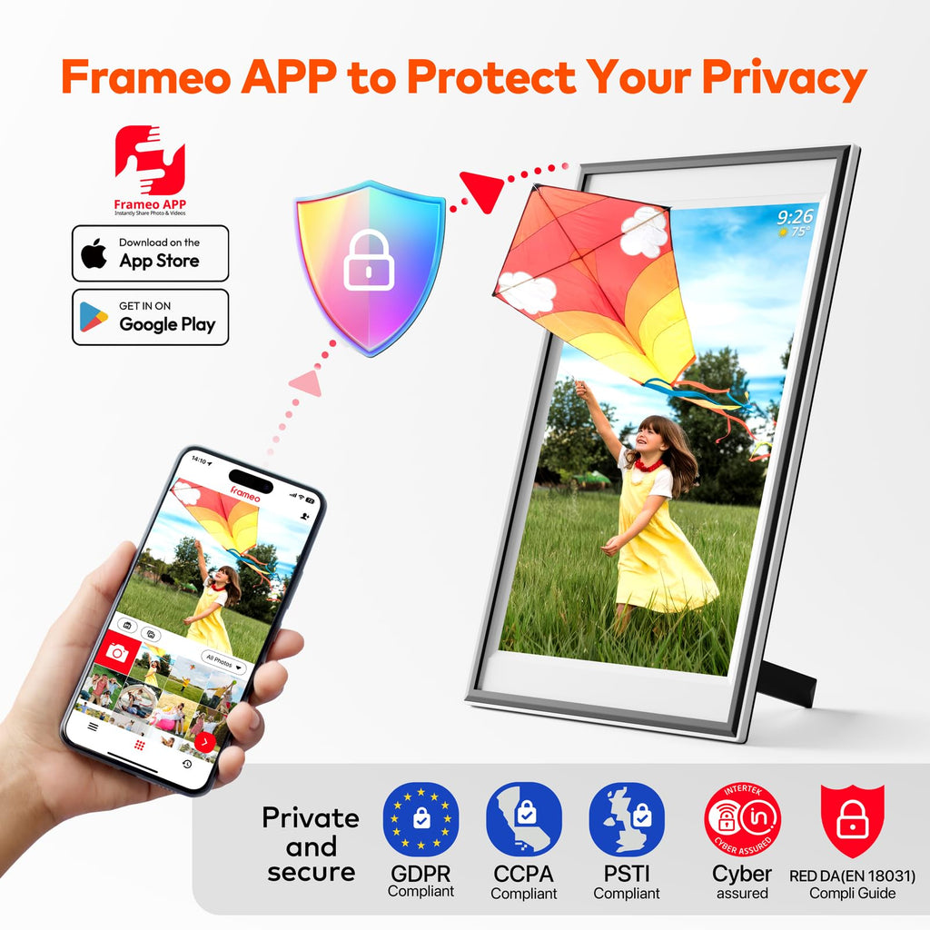 Frameo Digital Picture Frame 12.7'' 64GB Photo Frame, 1440 * 1080P IPS Touch Electronic Picture Frame, Auto-Rotate
