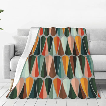 Mid Century Retro Abstract Throw Blanket Soft Cozy Plush Warm Fleece Blanket for Sofa Couch Bed 80"X60"