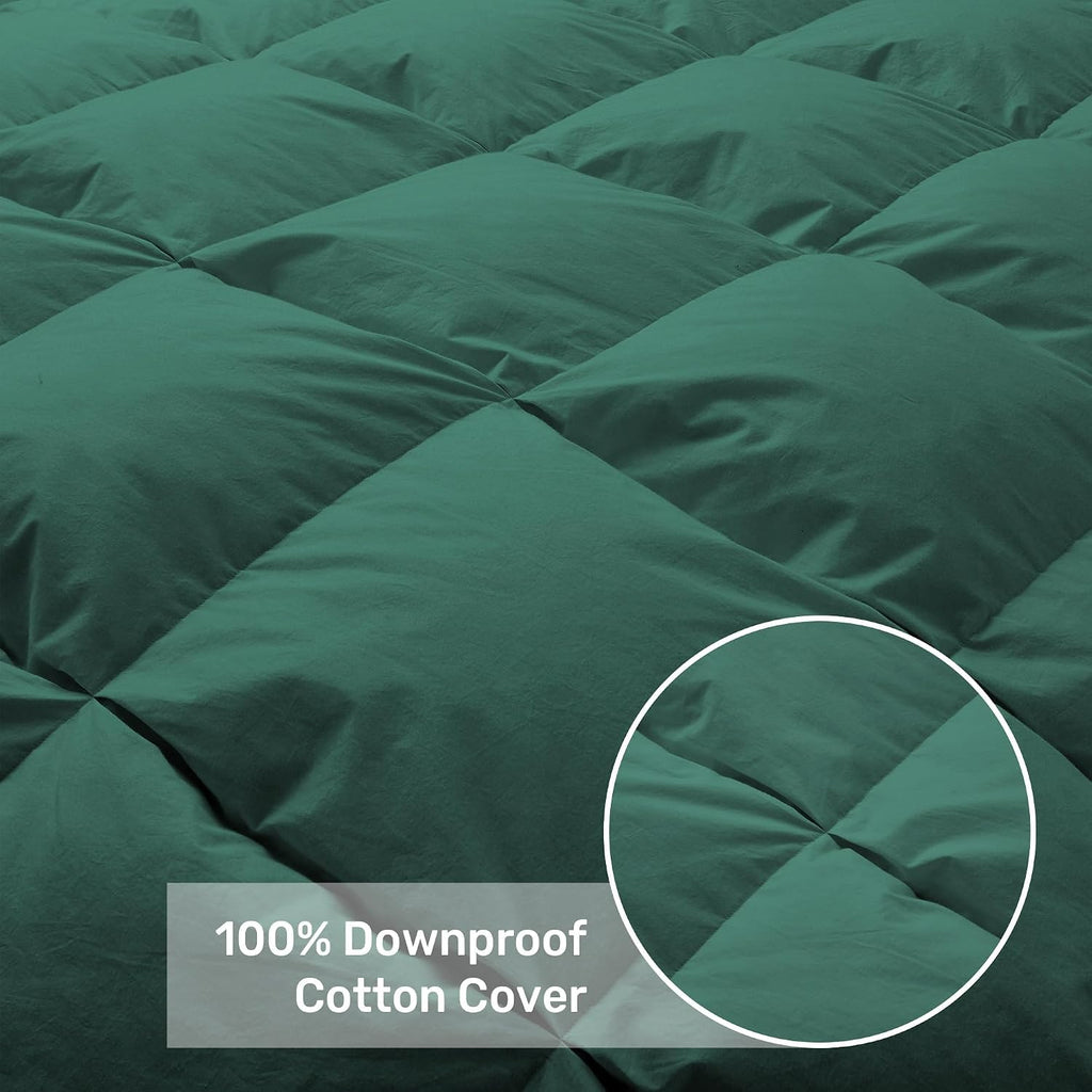 King Size Goose Feather Down Fiber Comforter Duvet Insert, Green