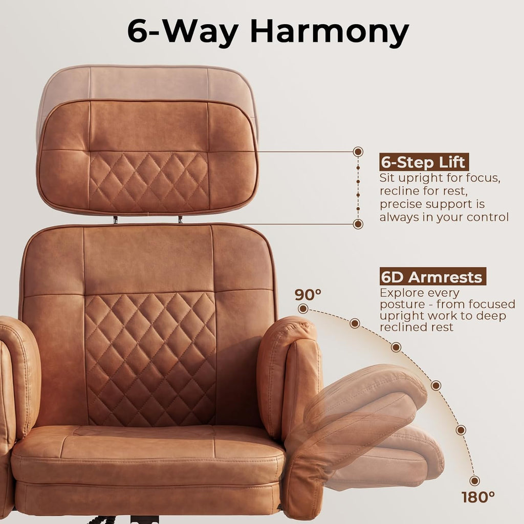 Big and Tall - Criss Cross Leather High Back Executive with Armrests & Wheels, Ergonomic Computer Gaming Desk Chair