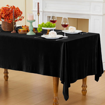 Black Velvet Tablecloth, 60 x 102 Inch Rectangle Table Cover