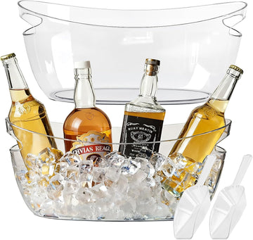 Clear Acrylic Ice Buckets, 5.5L Mimosa Bar Beverage Tubs with Scoops - Set of 2