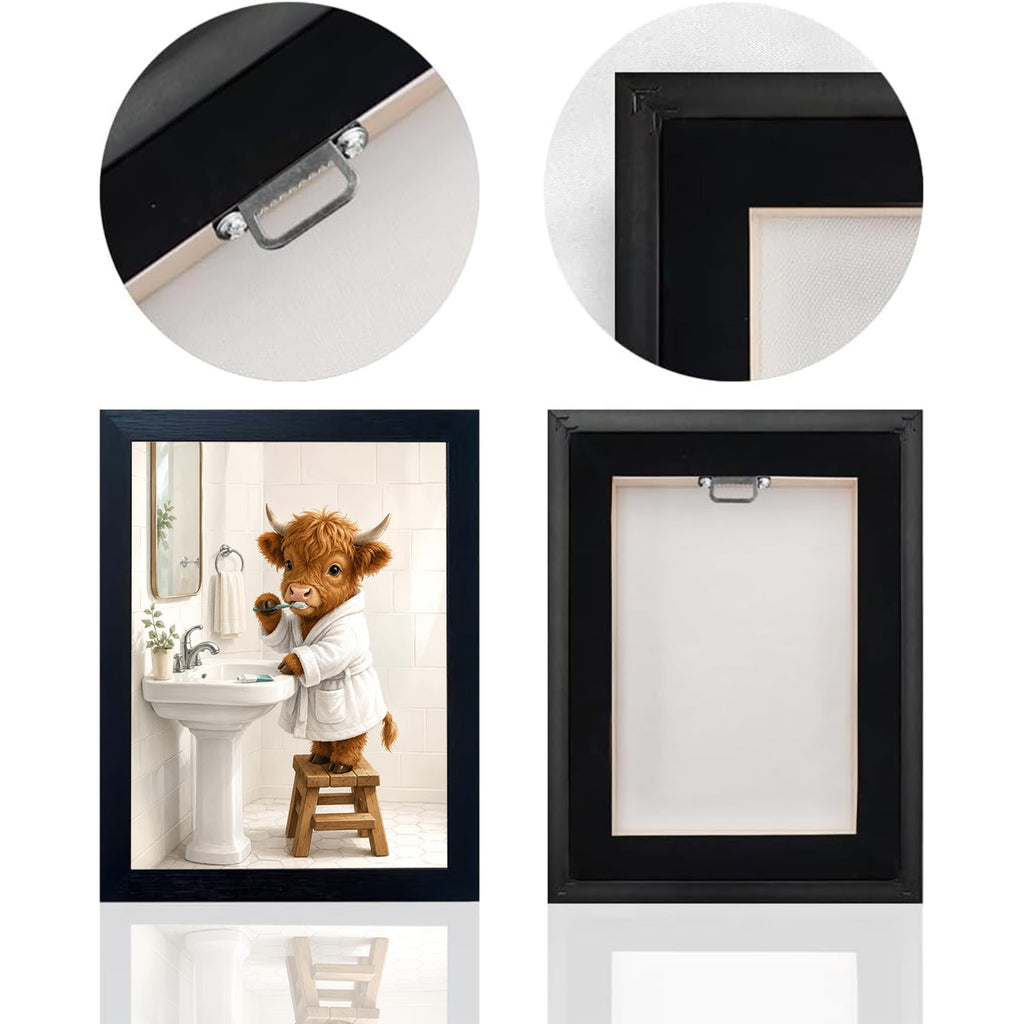 Highland Cow Bathroom Decor Wall Art, Funny Animal Picture 16"x24"