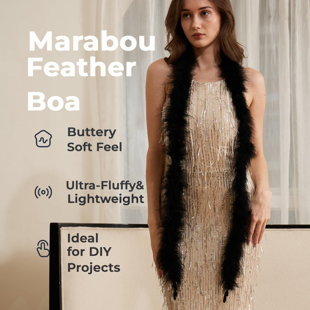 20g Fluffy Marabou Feather Boa for DIY Craft Sewing Trim Home Wedding Party Decoration artsupplies - 2 Yards