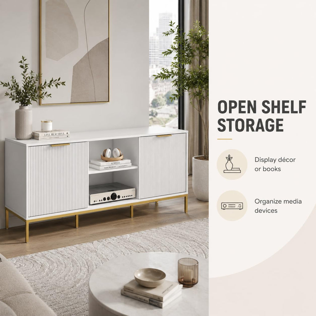 47'' White Gold TV Stand with Storage Shelf for TVs up to 65''