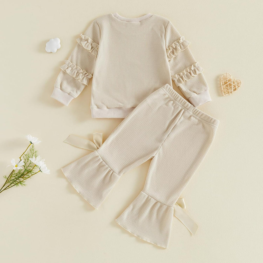 Toddler Girl Clothes Floral Sweatshirt Flare Pants Set