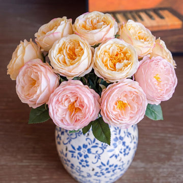 3.5'' Larger Realistic Touch Peony Artificial Flowers Fake Peony Bouquet Artificial Flower Large Faux DIY Rose - Set of 6