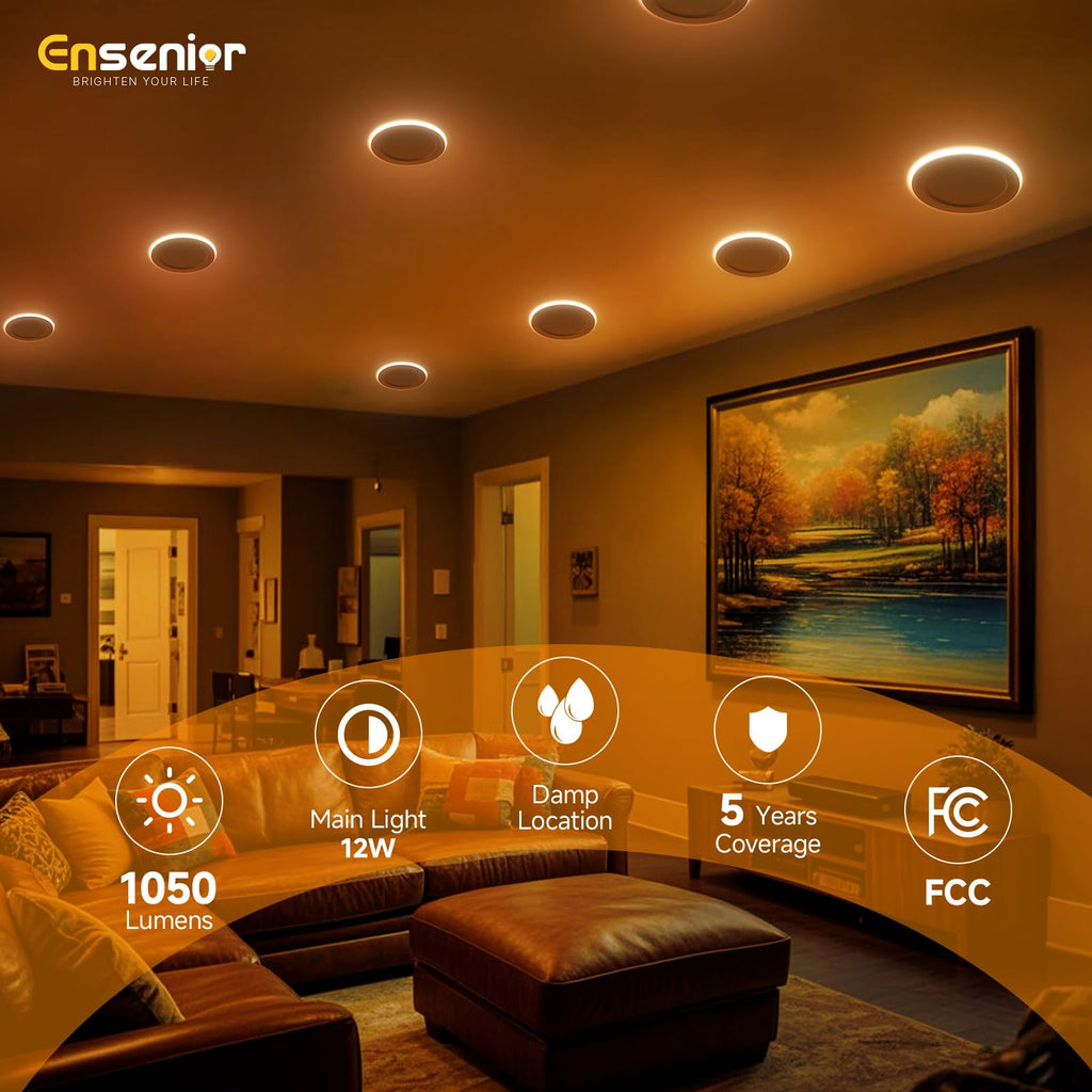 48 Pack 6 Inch LED Recessed Lights with Night Light, 5CCT