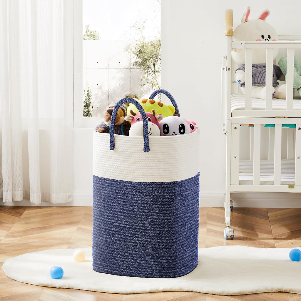 Cotton Rope Laundry Basket, Woven Clothes Hamper, 80L