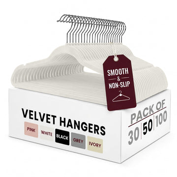 White Velvet Hangers 50 Pack, Slim Non-Slip Felt Hangers - LUX Décor
