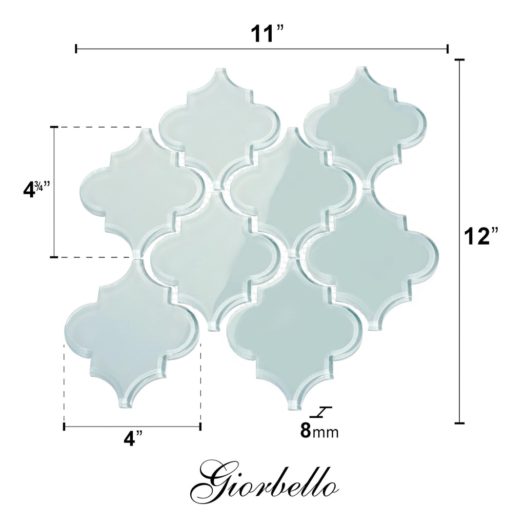 Glass Arabesque Tile (11 Sheets (Case), Baby Blue)
