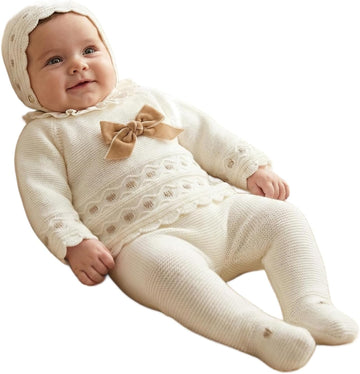 Piece Baby Long Sleeve Sweater Pants Hat Set Boys Girls Newborn Knitted Coming Home Outfit - Made in Spain