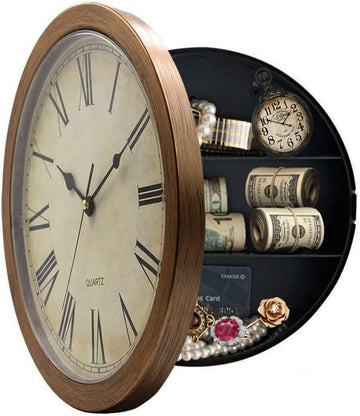 Secret Compartment, Benkaim Upgraded Silent Thickened 10 Inch Plastic Wall Clock Diversion Safe Clock with Hidden Compartment, Clock for...