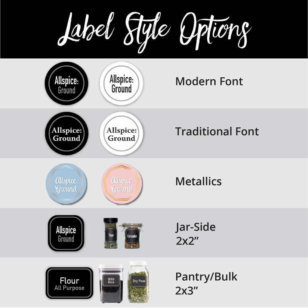 208 Preprinted Water Resistant Bulk Pantry Labels Set