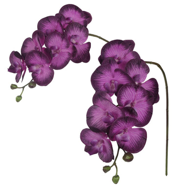 Dark Purple Orchid Artificial 34.3" Real Touch Fake Orchid Latex Purple Phalaenopsis Branches Party Wedding Bridal