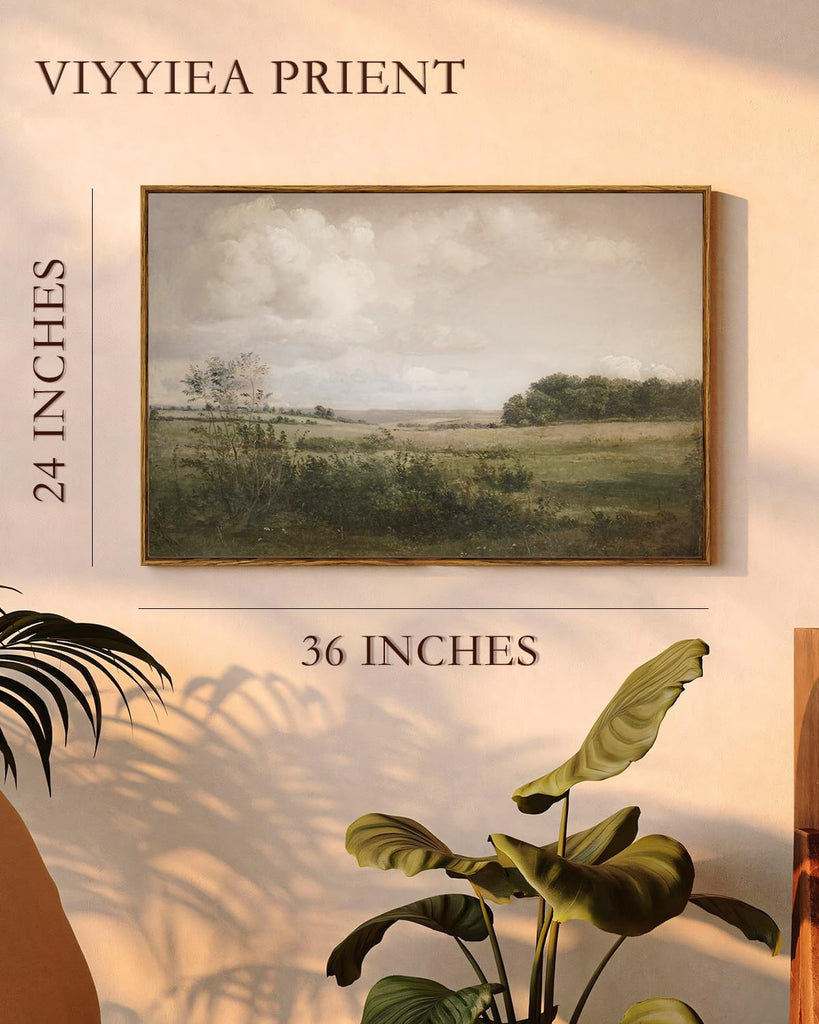 Vintage Landscape Large Framed Wall Art, Nature Wilderness Scenery Paintings Decor Aesthetic, 24x36 Inch Canvas Print