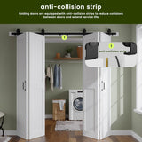 Bifold Barn Door 64'' x 84'',Bi-Fold Sliding Closet Doors with Hardware Kit Included,72'' Track Kit 