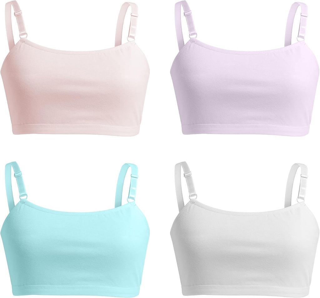 Girls Training Bra, Soft Cotton Cami Bralette, Pack, Double Layer Design, No Pads
