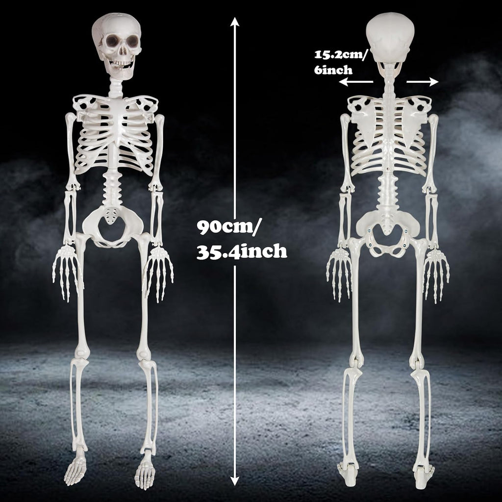 3ft Halloween Skeleton Human Full Body Skeleton Decorations for Halloween Party Haunted House Supplies (1pc)