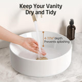 KES Round Vessel Sink, Bowl Sinks for Bathrooms 16 Inch Sink Bowl Above Counter Small Circular White Ceramic Vessel
