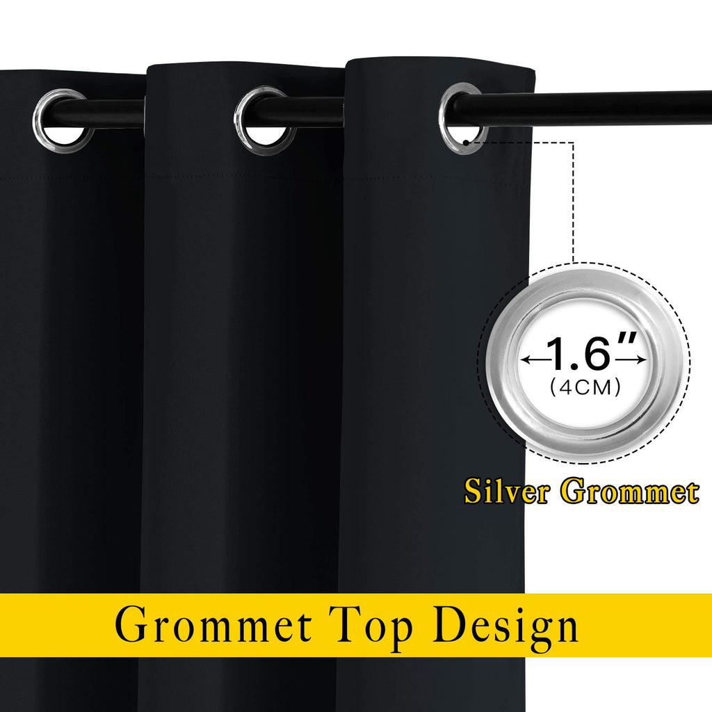 Black Out Curtain Panels - Home Decoration Thermal Insulated Solid Grommet Blackout Curtains/Drapes for Hall/Sliding