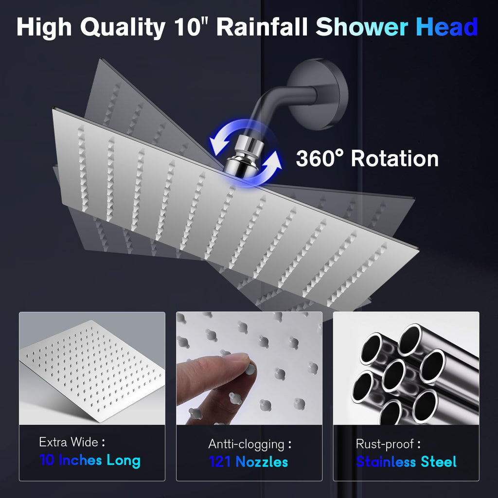 High Pressure 10" Rain Shower Head with LED Color Changing