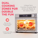 Dual Zone Air Fryer French Door Oven - 32 Quatity Convection Toaster Combo, 10-in-1 Multifunction Up to 450° - 1800W