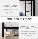 Loft Bunk Bed Twin Over Full with Ladder and Guardrail,Heavy Duty Metal Slats Support No Box Spring Needed Small Space