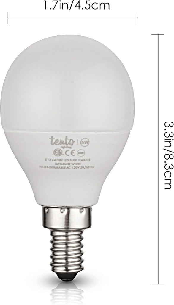 E12 LED Bulbs 5w Soft White Small Candelabra Edison Base Globe Shaped Energy Saving Ceiling Fan LED Light Bulbs, Warm