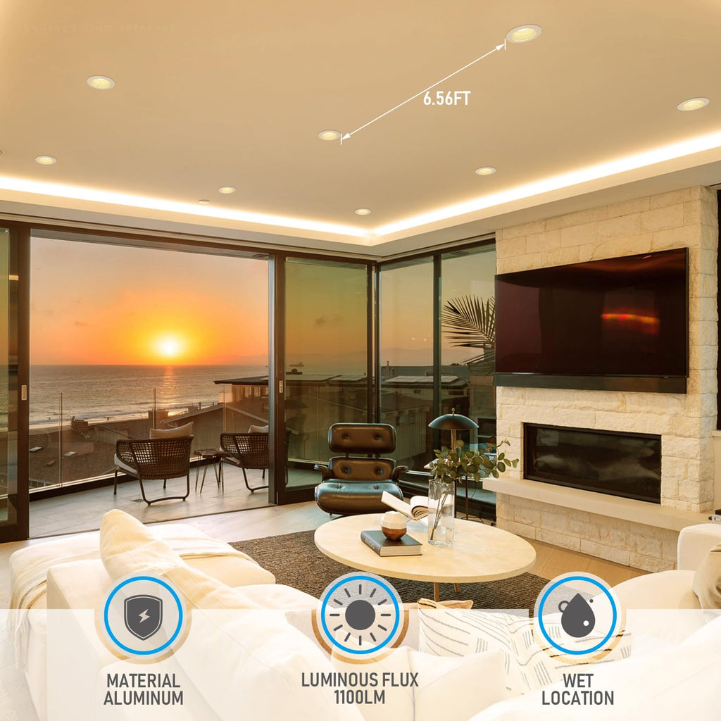 5CCT 6 Inch LED Recessed Light Canless, White