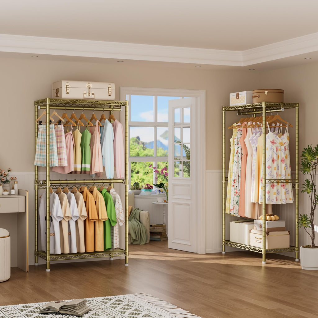 Heavy Duty Portable Closet Metal Clothes Racks Wardrobe with Shelf