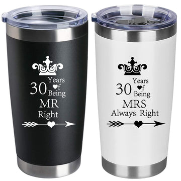 Set of 2 Wedding 30th Engagement Anniversary Tumblers for Couples Parents 20 OZ Stainless Steel Insulated Car Tumbler