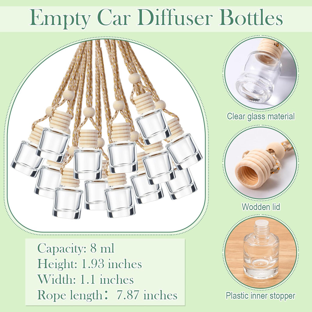 50Set Hanging Car Freshener Diffuser Bottle, White Card Cylindrical