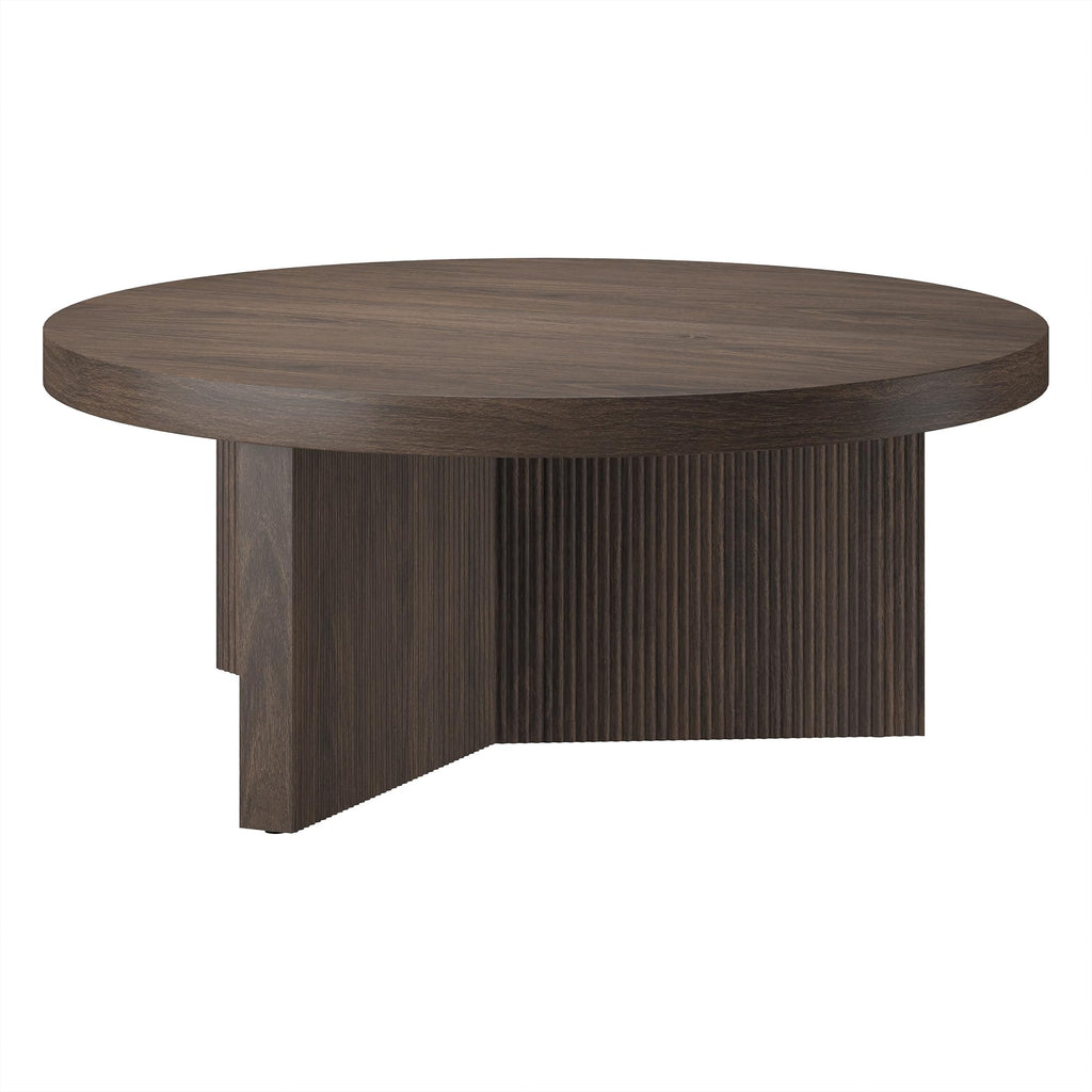 36" Scandinavian Fluted Coffee Table, Rich Brown