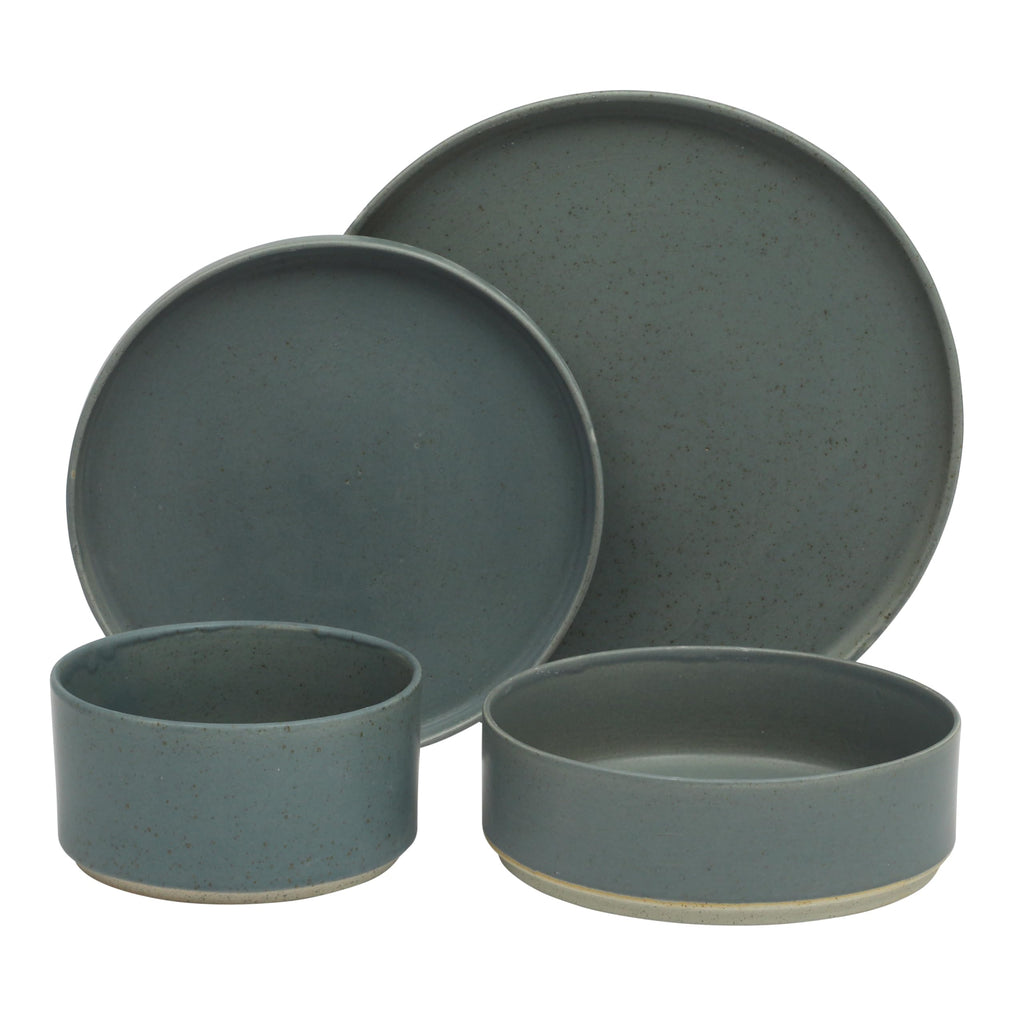 Tatum Premium Porcelain Matte Reactive Glaze 16-Piece (Service for 4) Plates and Bolws Stackable Dishes Ceramic