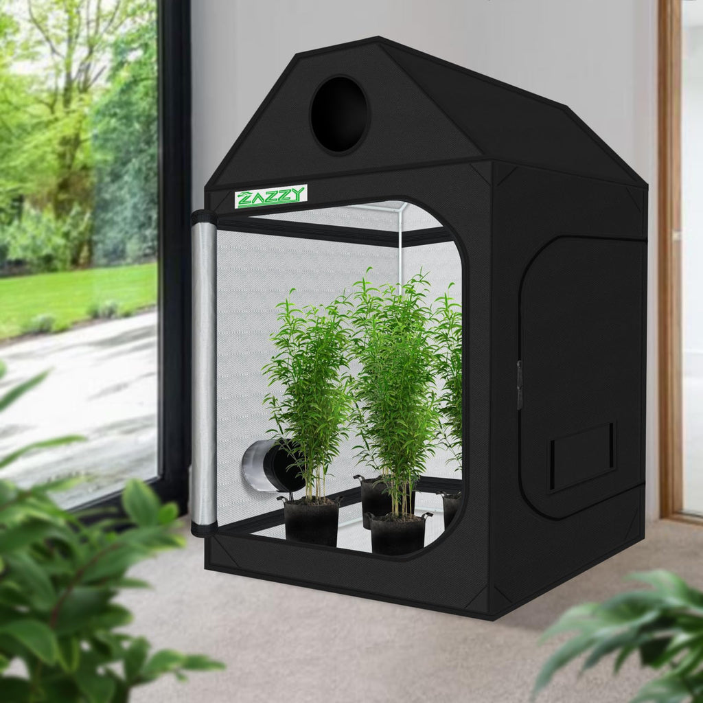 Grow Tent 60"x60"x72" Roof Cube Plant Grow Tents with Observation Window and Removable Floor Tray for Indoor Plant