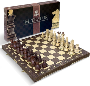 Imperator 21-Inch Luxury Wooden Chess Set for Adults and Kids - Handcrafted from Premium Beech and Birch Wood