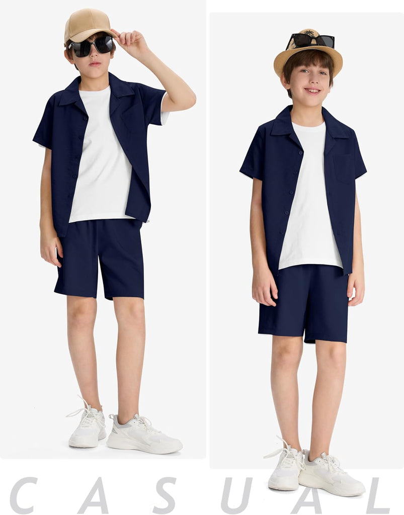 Boys Short 2 Pieces Set Beach Vacation Outfits Texture Set Kids
