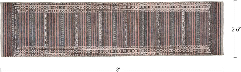 Vibe Stripe Rust Red & Clay Accent Rug - Persian-inspired design
