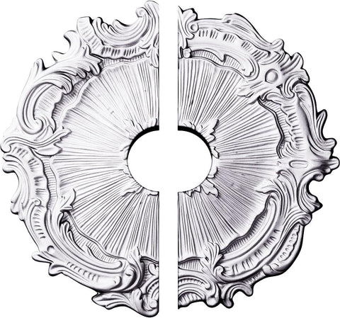 16 3/4"OD x 3 1/2"ID x 1 3/8"P Plymouth Ceiling Medallion, Fits Canopies up to 3-1/2", 2 Piece