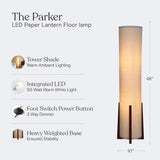 Parker Paper Lantern Floor lamp, 48 Inch Tall Lamp with Wood Frame, Asian Design