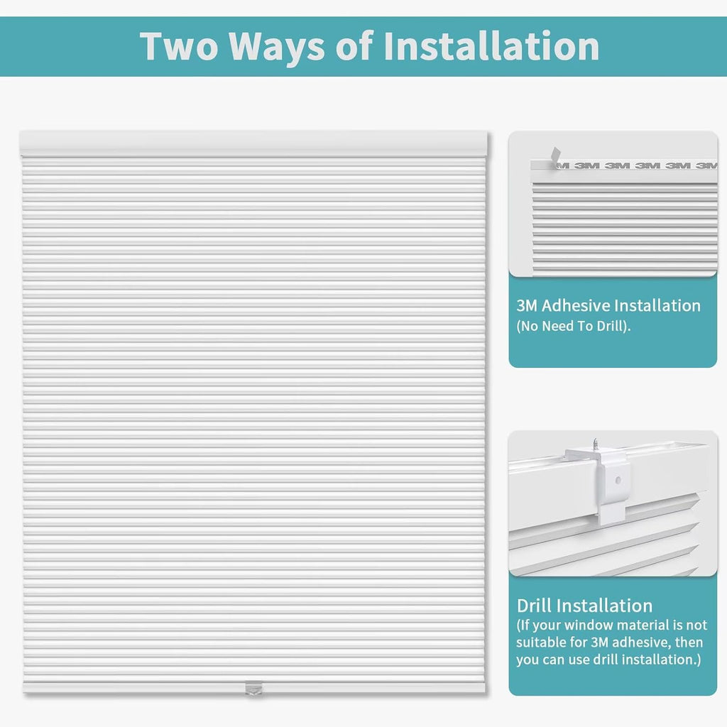 No Tools No Drill Cordless Cellular Window Shades 18"W x 64"H Grey