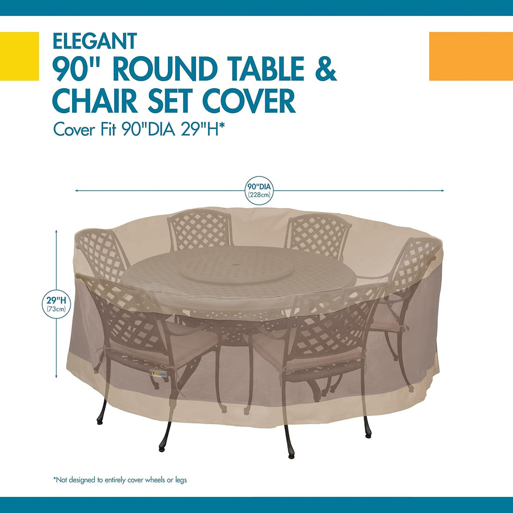 Elegant Water-Resistant 90 Inch Round Patio Table & Chair Set Cover, Outdoor Table and Chair Cover